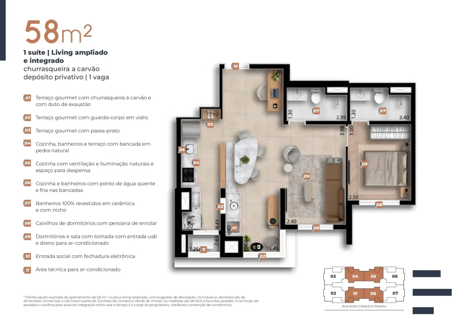 Apartamento 58m2 1suíte Ápice Vila Yara 1