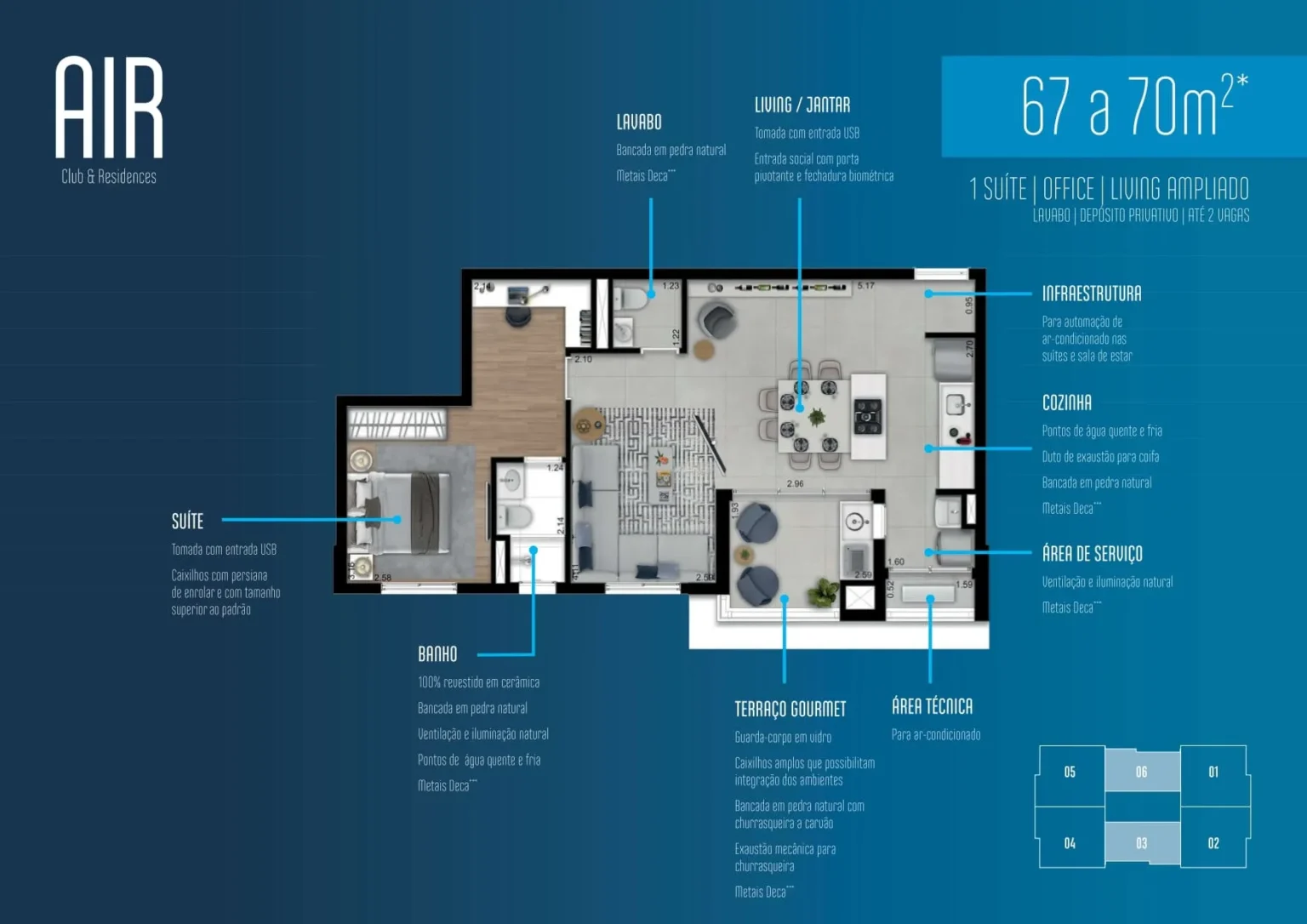 Planta Apartamento 67m2 e 70m2 Air Club e Residences Osasco (2)