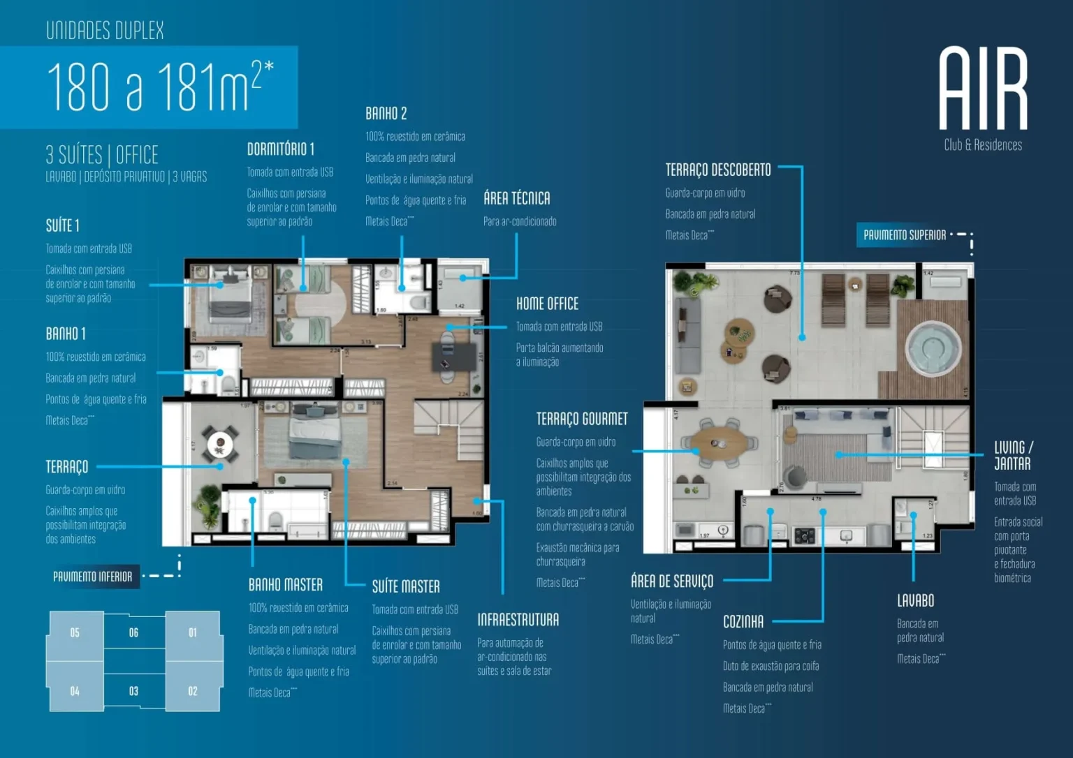 Planta Cobertura 181m2 Air Club e Residences Osasco (2)