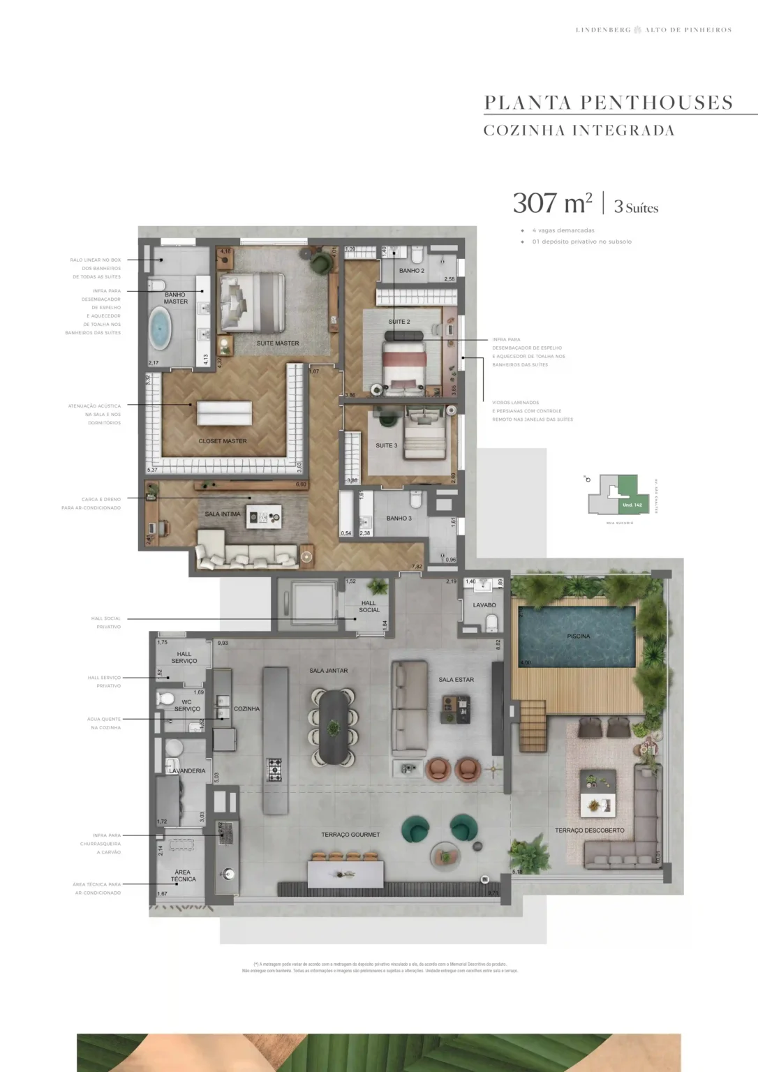 Planta da Cobertura 307m² Lindenberg Alto de Pinheiros